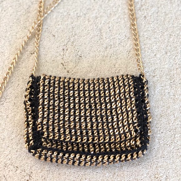 Handbags - Nordstrom Black and gold cross body bag